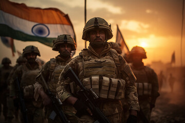 Army force troop in Armed Forces Flag Day - obrazy, fototapety, plakaty