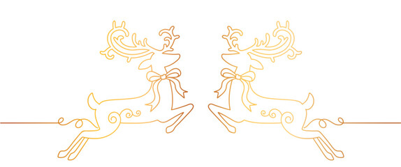 Fototapeta na wymiar Deer line art style vector illustration. Deer outline vector christmas element design