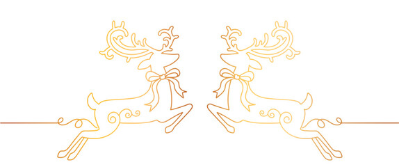 Deer line art style vector illustration. Deer outline vector christmas element design