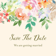 水彩で描いた草花のインビテーション用ベクターイラスト素材

