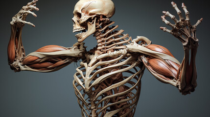 muscular skeleton created with Generative Ai - obrazy, fototapety, plakaty