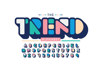 Vector of stylized modern font and alphabet