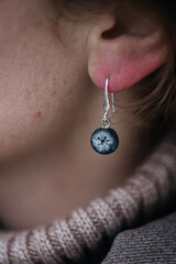 Handmade earrings made of polymer clay blueberries