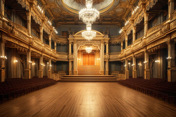 Interior of the opera hall, classical architecture of entertainment performances, ballet, theater....