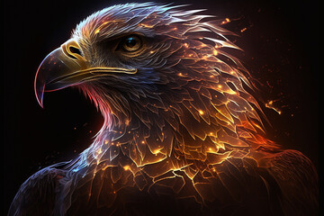 A captivating illustration of an eagle engulfed in translucent fire flames, a symbol of power and freedom. Ai generated