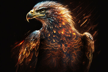 Fototapeta premium A captivating illustration of an eagle engulfed in translucent fire flames, a symbol of power and freedom. Ai generated