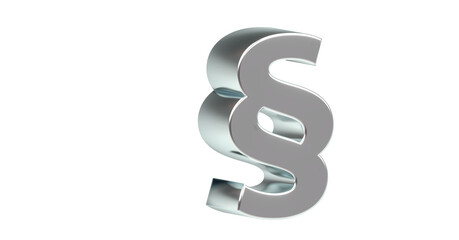 Obraz premium silbernes plakatives exklusives Paragraphen Zeichen - 3D Zeichen, Symbol, Recht, Anwalt, Justiz, Gericht, Klage, Kanzlei, Notar, Vormund, Nachbarschaftsstreit, Rechtsschutz, Gerechtigkeit, Justizia