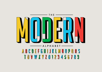 Vector of stylized modern font and alphabet