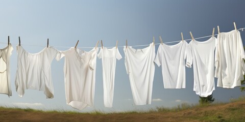 clean white cloths on the line.