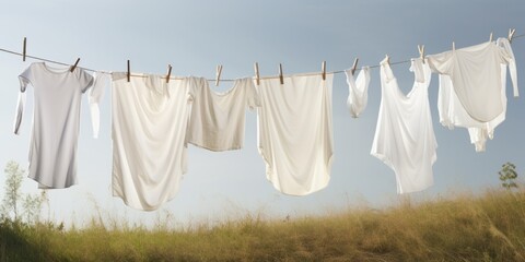 clean white cloths on the line.