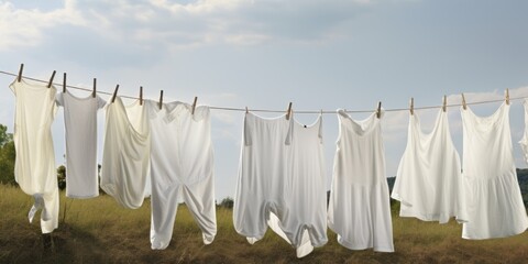 clean white cloths on the line.