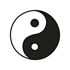 Hand-drawn cartoon doodle cartoon yin yang icon on a white background.