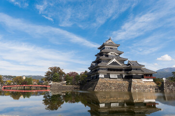The crow castle of Matsumoto in the blue sky.