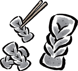 手綱こんにゃく　筆タッチイラスト