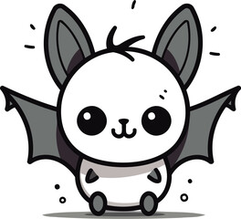 Fototapeta premium Cute Bat Cartoon Mascot Character Design Vector Illustration.