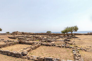 Fototapeta na wymiar Ancient Archaeological Site of Mesimvria Zoni near to Makri Evros Greece, clay amphorae for drainage purposes