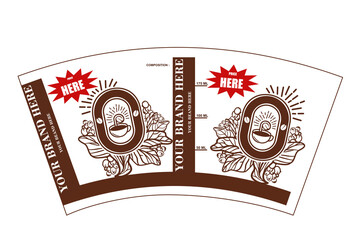 8 OZ COFFEE CUP DESIGN TEMPLATE WITH COFFEE LOGO AND PRICE TAG