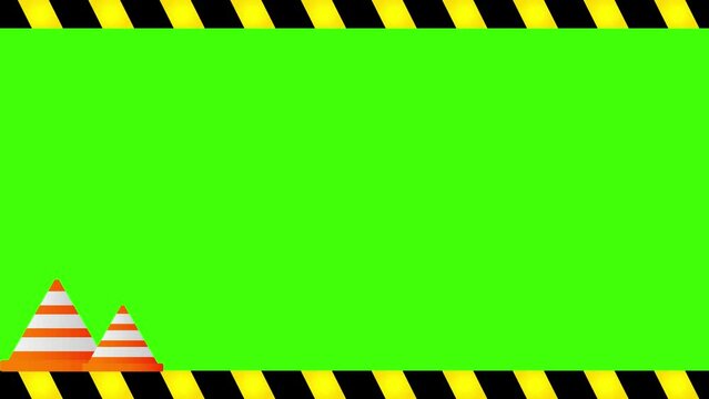 Green screen animated on under construction. Footage animation. On green background