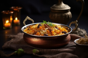 A traditional dish of Harees, showcasing the diverse cuisine during Ramadan, creativity with copy space