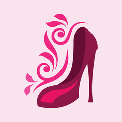 High heels shoe vector icon, Women's shoe glyph icon. Symbol, logo illustration.Woman shoes vector icons isolated on pink background.Fashion footwear design.