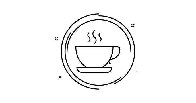 coffee cup animated outline icon. coffee cup rotation appearance 4k video animation for web, mobile and ui design