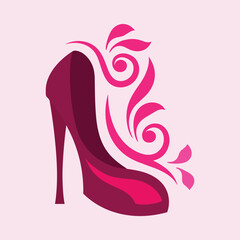 High heels shoe vector icon, Women's shoe glyph icon. Symbol, logo illustration.Woman shoes vector icons isolated on pink background.Fashion footwear design.