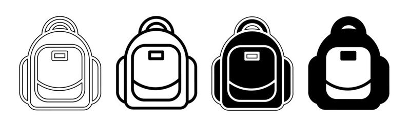 Illustration of a bag. Bag icon collection with line. Stock vector illustration.