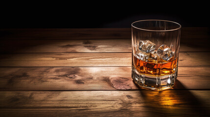glass of whiskey on the table - obrazy, fototapety, plakaty