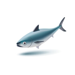 Oceanic fish tuna 3d. Sea Atlantic fish type for concept of healthy food, restaurants, sale of fresh seafood, design. Tuna on a white background.