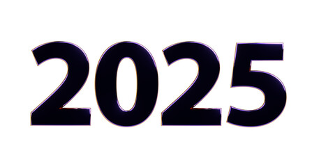 2025 plakative 3D-Schrift, 3d, Jahreswechsel, schwarzKalender, Neujahr, Datum, Freisteller, Alphakanal, Rendering
