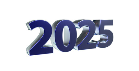 2025 plakative 3D-Schrift, 3d, Jahreswechsel, blau, exklusiv, metallisch, edel, Kalender, Neujahr, Datum, Freisteller, Alphakanal, Rendering

