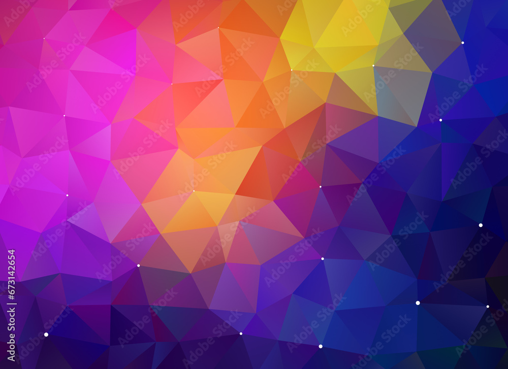 Poster colorful, vibrant and futuristic rainbow colored polygon vector pattern background with color gradie