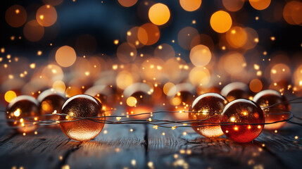 Obraz premium golden christmas lights against bokeh background