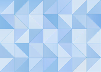 Abstract light blue and blue triangular shape seamless pattern. High resolution full frame modern geometric triangle background with copy space.
