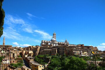 Obraz premium View of the old renaissance city of Siena, in the background the Duomo of Siena, Tuscany, Italy 
