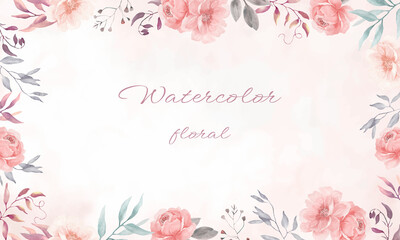 Watercolor floral background. Hand drawn illustration isolated on white background.