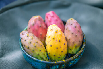 A bowl with cactus fruit
