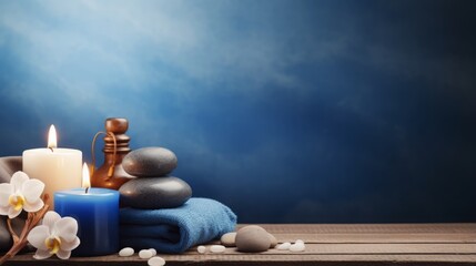 accessories for spa procedures on the table background.