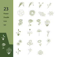 23 flower doodle set