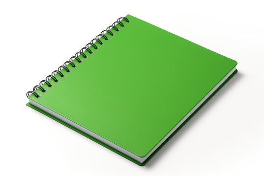 green cover notepad, note book on white background