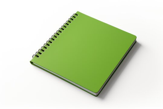 green cover notepad, note book on white background