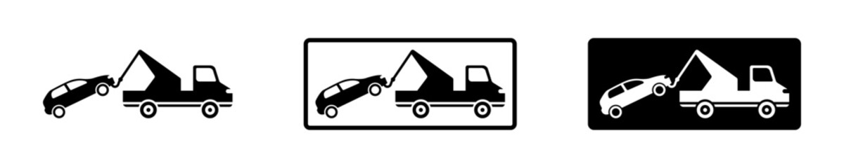 Set of no parking road  vector signs. Tow car away icons. Warning traffic sign. Vector 10 Eps.