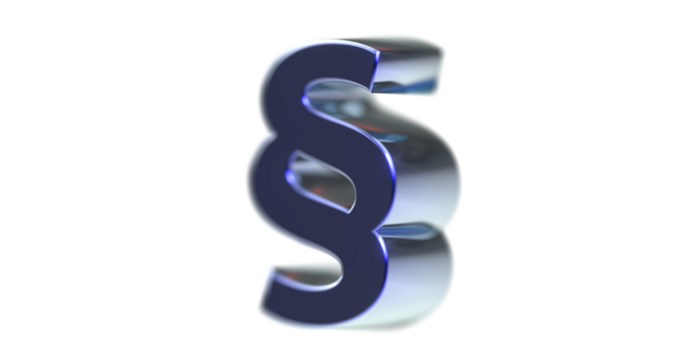 Paragraphenzeichen blau plakatives 3D-Zeichen, Kanzlei, Gericht, Gesetz, Recht, Absatz, Gesetzbuch,  juristisch, Gesetzestext, Rechtsprechung, Gesetzgebung, Rendering, Freisteller, Alphakanal