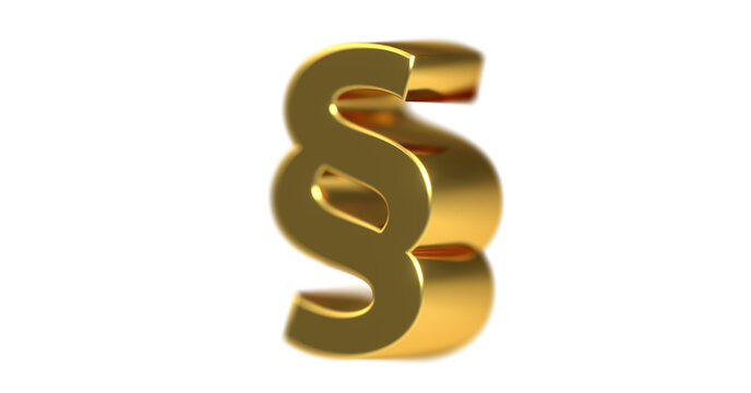 Paragraphen Zeichen - 3Dschrift, symbol, recht, anwalt, justiz, Gericht, Zeichen, Schrift, 3d, gold,
