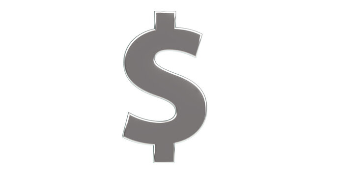 Dollarzeichen plakative metallische silberne 3D-Schrift, Symbol,  Dollar, Preis, Kosten, Prämie, Gutschrift, Gewinn, Kapital, Business