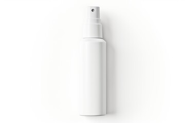 white plastic spray bottle mockup, small liquid container with atomizer pump