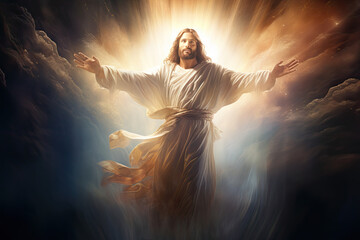 Fototapeta na wymiar Jesus Christ in heaven light