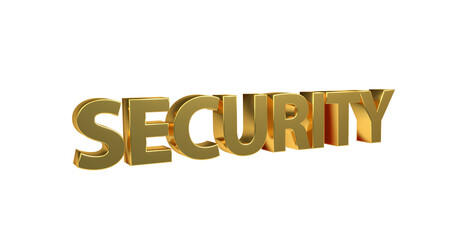 SECURITY plakativer metallischer 3D-Schriftzug, gold, Sicherheit, PC, Internet, Server, Peronenschutz, Datenschutz, Viren, Maleware, gehackt, Hacker, Schutz, Freisteller