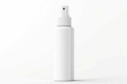 white plastic spray bottle mockup, small liquid container with atomizer pump