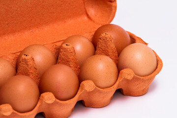 Eggs in cardboard box